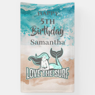 Bannière de thème Surf Blue pour fête de sirène