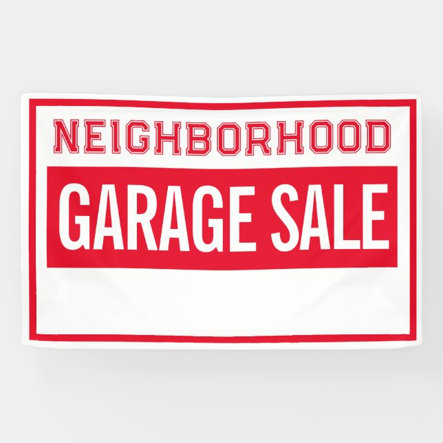 Bannière de vente de garage de quartier 0,76 m X 1 (Horizontal)