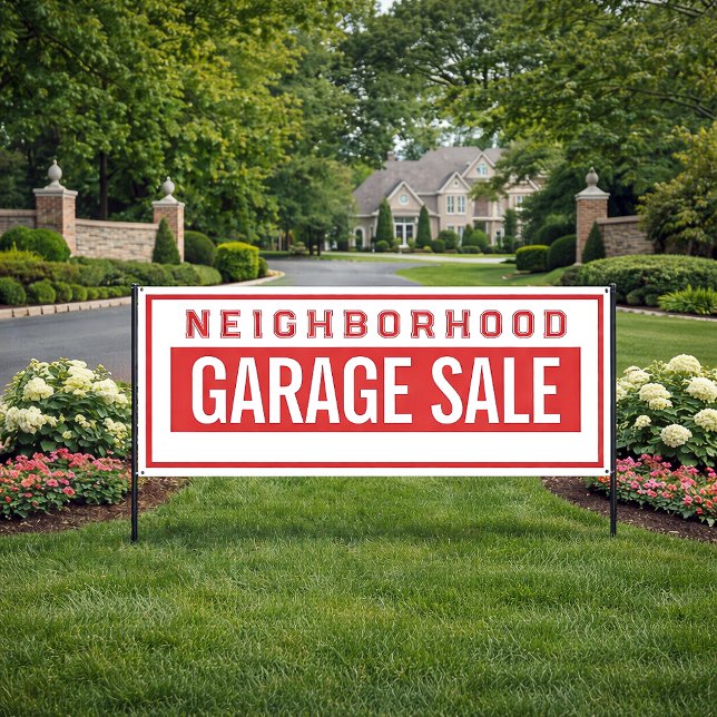 Bannière de vente de garage de quartier 76 cm X 18 (Garage Sale Banner)