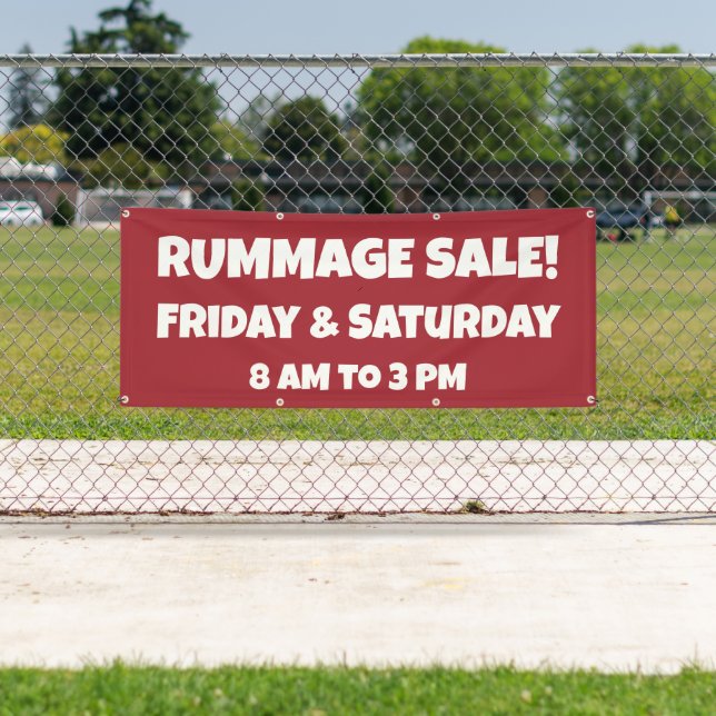 Bannière de vente de rumage rouge personnalisée (En situation)