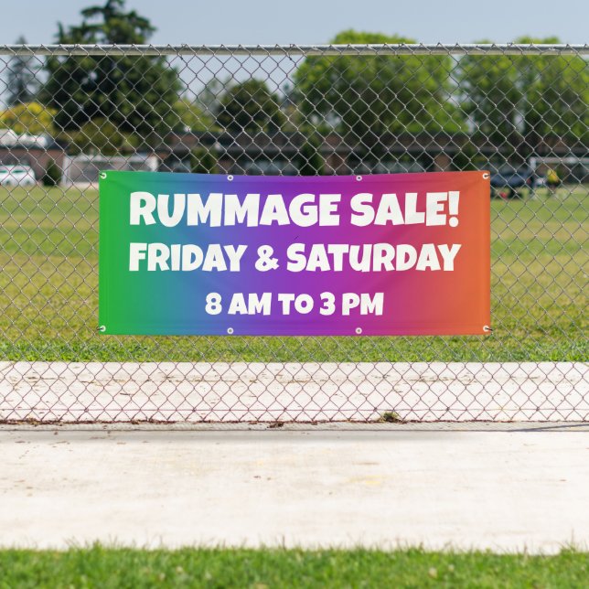Bannière de vente de rummage coloré (En situation)