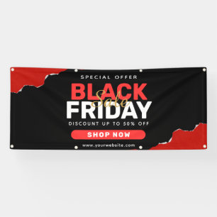Bannière de vente de vendredi noir simple noir et