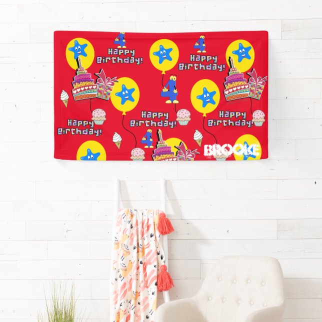 Bannière de vinyle, Bannière du 4ème anniversaire, (En situation)