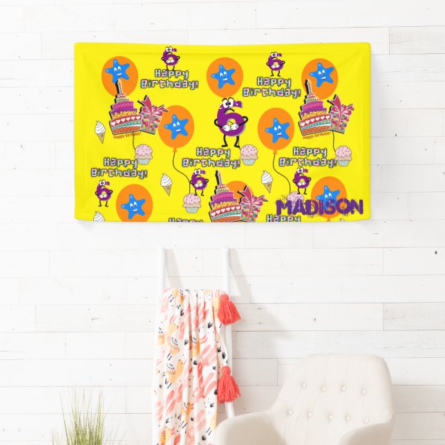 Bannière de vinyle, Bannière joyeuse du 6ème anniv (En situation)