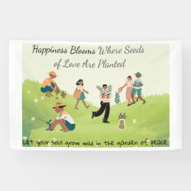 Bannière de vinyle de citation Amoureux des jardin (Horizontal)