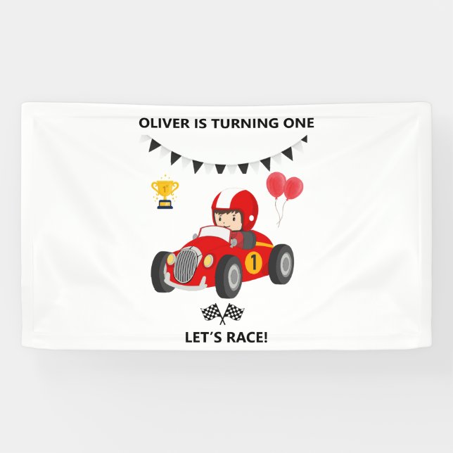 Bannière de voiture de course pour 1er anniversair (Horizontal)