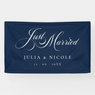Bannière de voiture de mariage bleu ivoire juste m