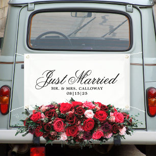 Bannière de voiture mariée