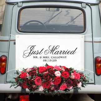 Bannière de voiture mariée