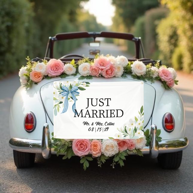 Bannière de voiture Mariés Fleurs et Arc Prépa (Créateur téléchargé)
