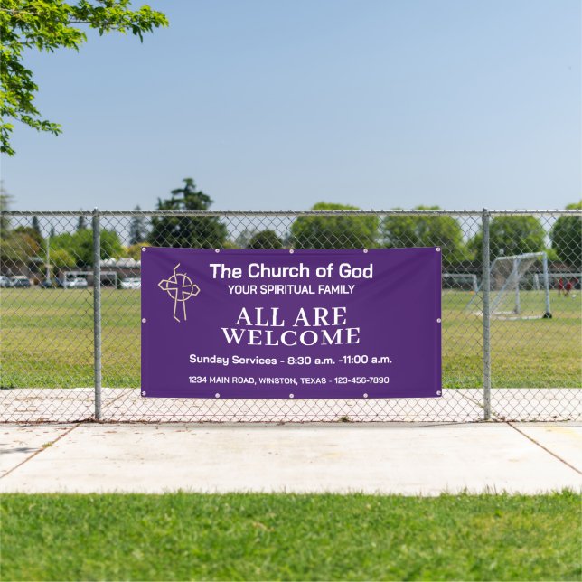 Bannière d'église améthyste avec votre logo (Insitu)