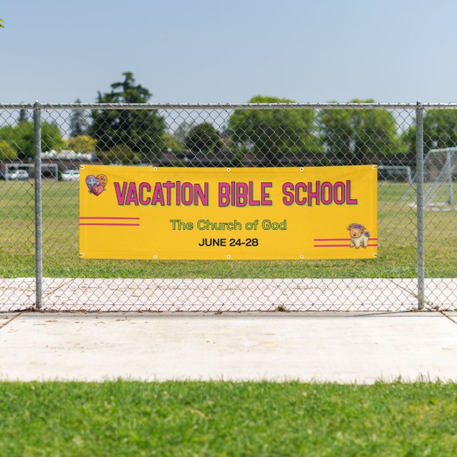 Bannière d'église de l'école biblique de vacances  (En situation)