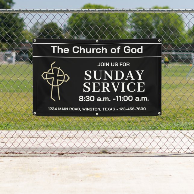 Bannière d'église de service dominical Ebony avec  (En situation)