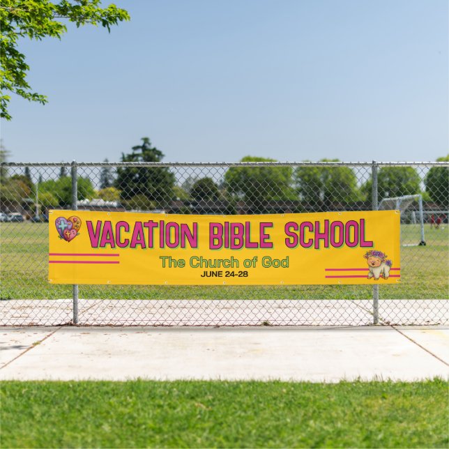 Bannière d'église d'école biblique de vacances col (En situation)