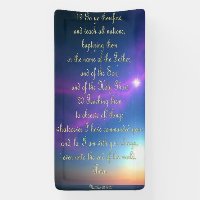 Bannière d'encouragement - Matthieu 28:19-20 (Verticale)