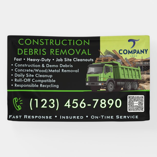 Bannière d'enlèvement de débris de construction -  (Horizontal)