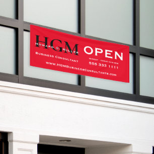 Bannière d'entreprise ouverte Monogramme Rouge Noi