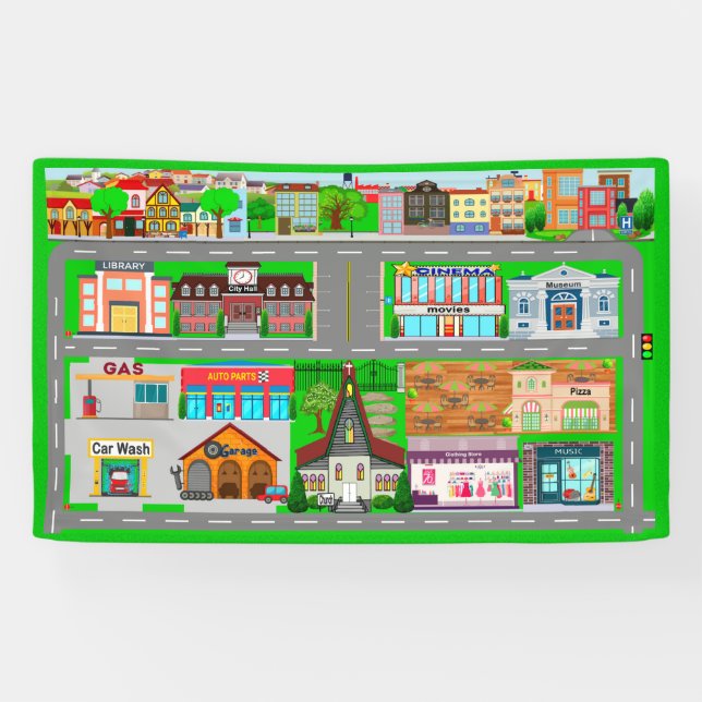 Bannière des routes de ville pour voitures 3x5 (Horizontal)