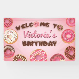 Bannière des signes de fête d'accueil des Donuts