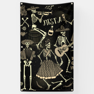 Bannière DIA DE LOS MUERTOS AVEC GROMMETS