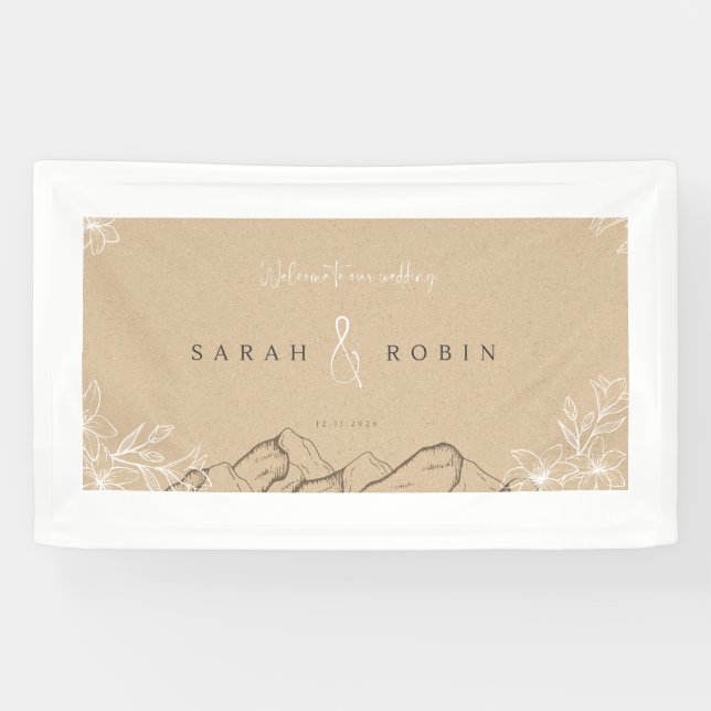 Bannière d'invitation de mariage rustique – Marron (Horizontal)
