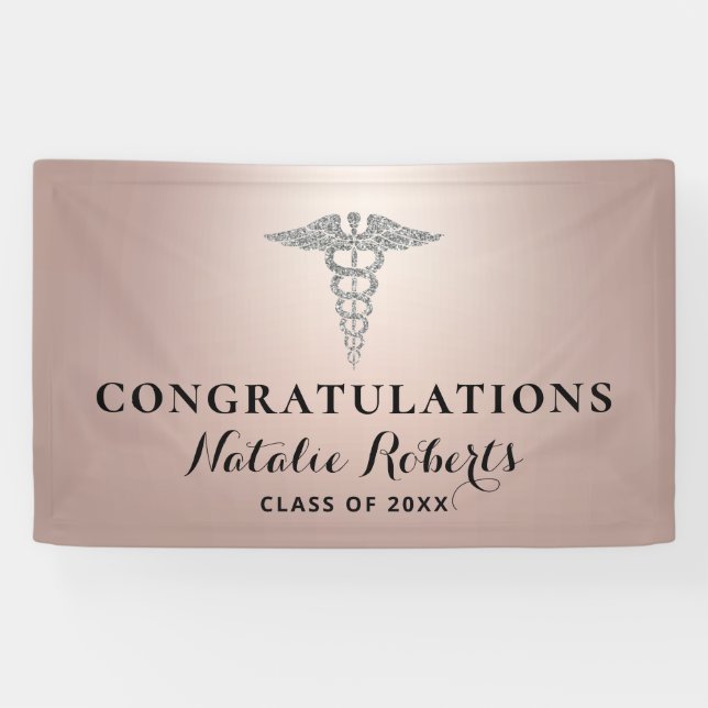 Bannière d'or pour fille Rose Médicale (Horizontal)