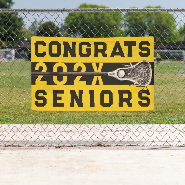 Bannière dorée jaune de nuit Lacrosse Senior (En situation)