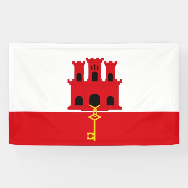 Bannière drapeau de Gibraltar (Horizontal)