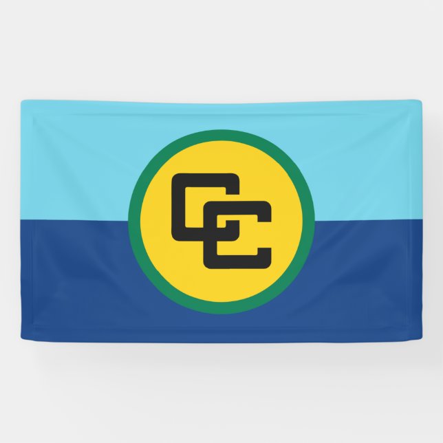 Bannière drapeau de la Communauté des Caraïbes (Horizontal)