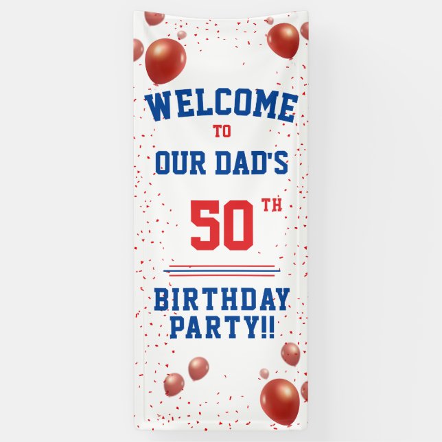 Bannière du 50e anniversaire, papa, père, (Vertical)