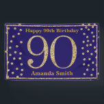 Bannière du 90e anniversaire de la Parties scintil<br><div class="desc">Joyeux 90e anniversaire Bannière Marine Blue and Gold Parties scintillant Confetti. Numérique imprimable. Pour plus de personnalisation,  cliquez sur le bouton "Customiser" et utilisez notre outil de conception pour modifier ce modèle.</div>