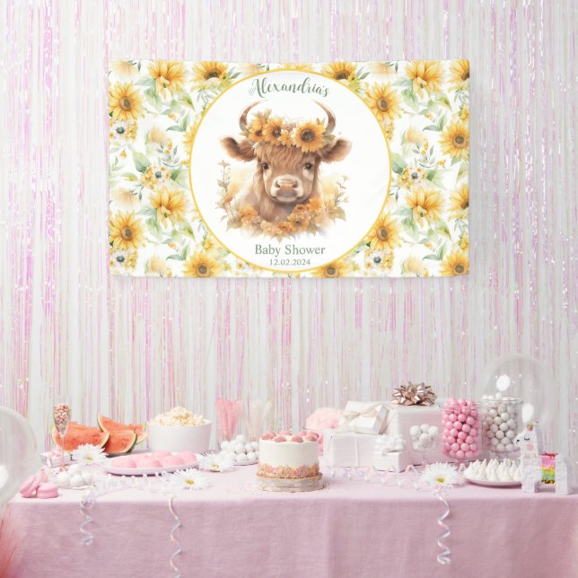 Bannière du Baby shower de la vache Sunflowers Hig (Fête)