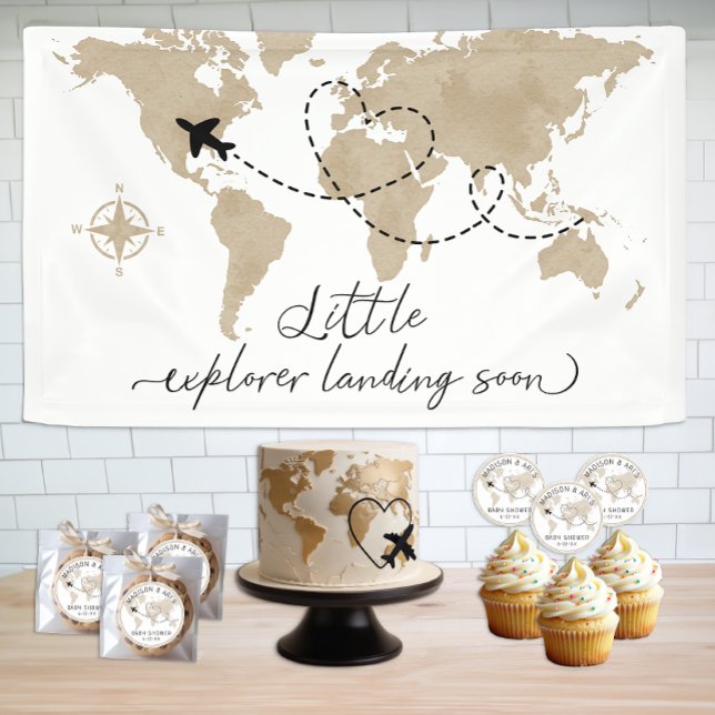 Bannière du Baby shower de voyage Little Explorer (Travel Baby Shower Banner Sign)