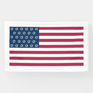 Bannière du drapeau américain avec impacts de ball