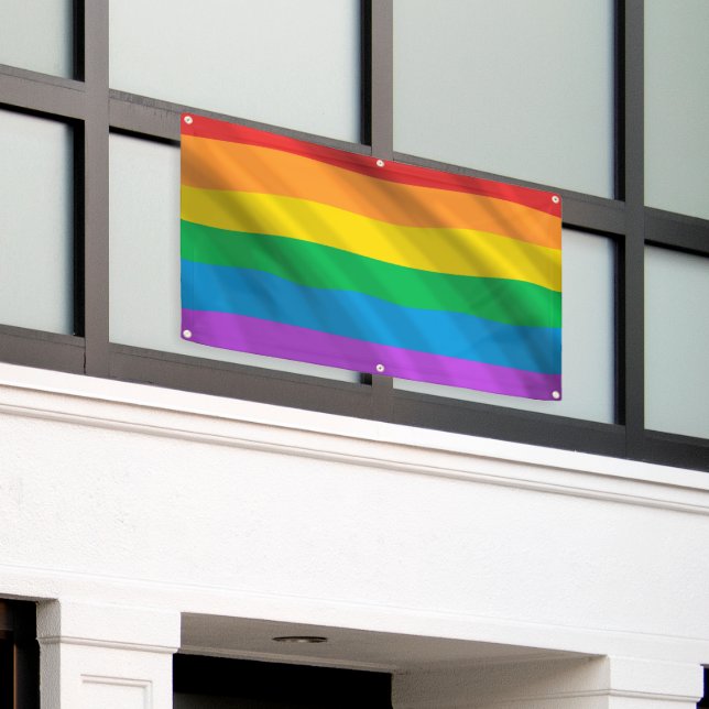 Bannière du drapeau arc-en-ciel de la fierté LGBT  (Bâtiment extérieur)