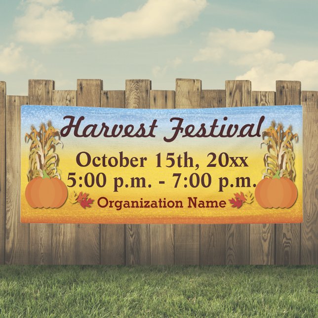 Bannière du Festival de la récolte d'automne (Pumpkin Fall Harvest Festival Event Banner. For community and church. )