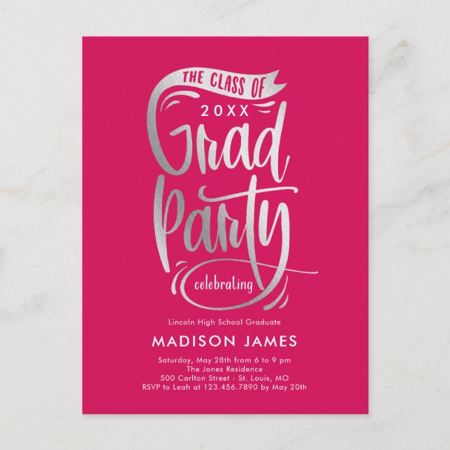 Bannière du parti Graduation Party Invitation Cart (Devant)