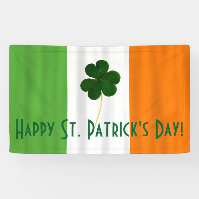 Bannière du Shamrock du drapeau irlandais de la fê (Horizontal)