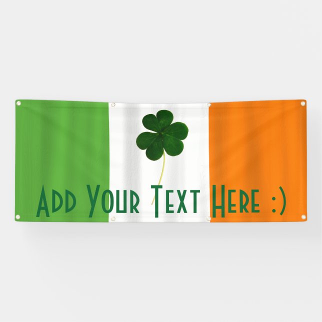 Bannière du Shamrock du drapeau irlandais de la fê (Horizontal)