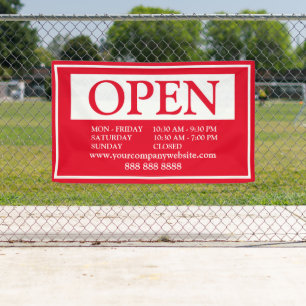 Bannière du site Web Business Red White Open Sched