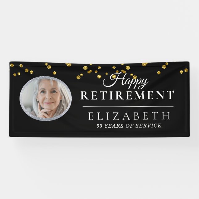 Bannière Elegant Gold Custom Photo Retirement Part (Horizontal)