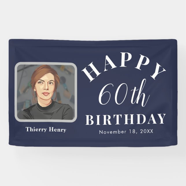 Bannière élégante d'anniversaire 60 ans avec photo (Horizontal)
