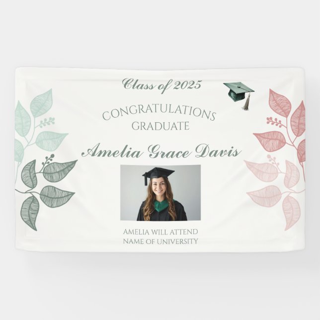 Bannière élégante de graduation botanique (Horizontal)