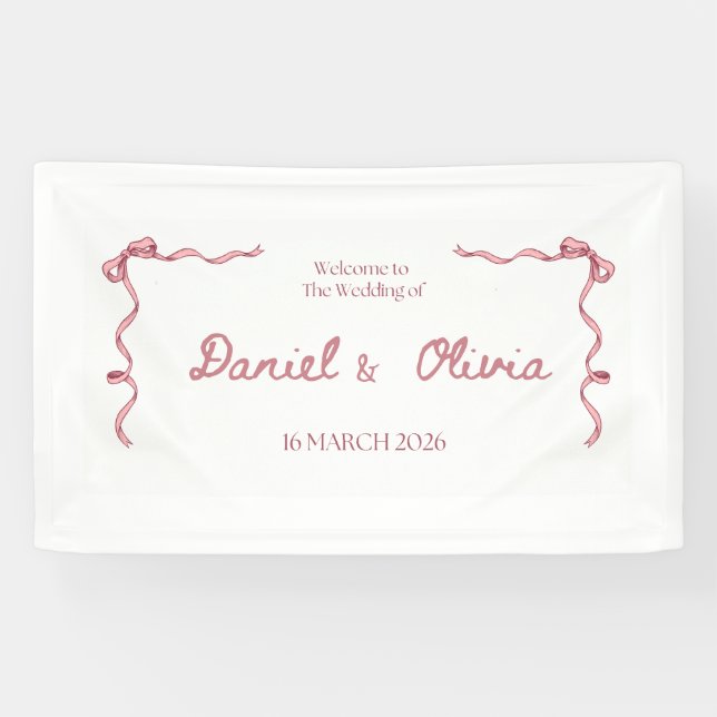 Bannière élégante d'invitation de mariage – Ruban  (Horizontal)