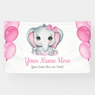 Bannière Eléphant fille mignonne Panneau Décor 