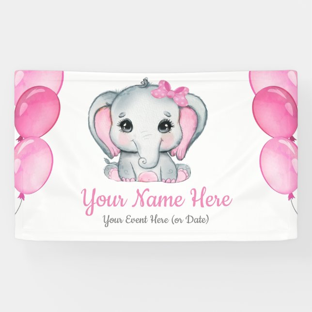 Bannière Eléphant fille mignonne Panneau Décor Tab (Horizontal)
