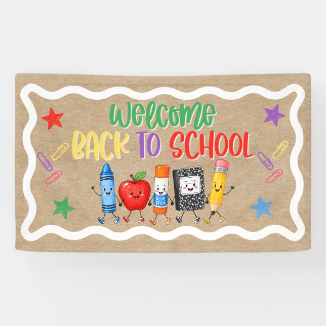 Bannière en papier artisanale de retour à l'école (Horizontal)