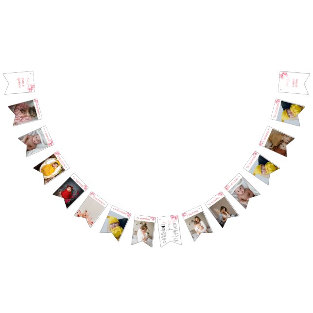 Bannière en pierre rose, 12 mois, Anniversaire (Tout)