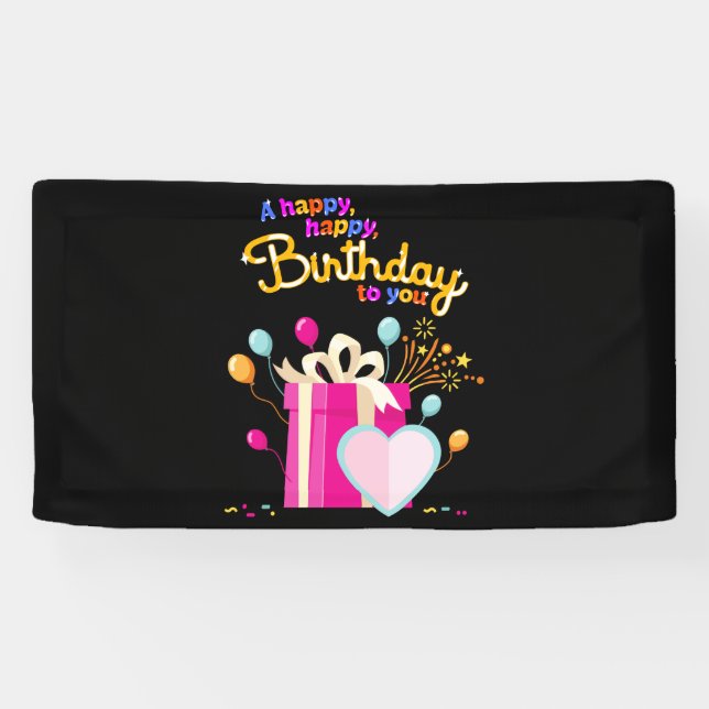 Bannière en vinyle 1,6 x 3 Joyeux Anniversaire (Horizontal)