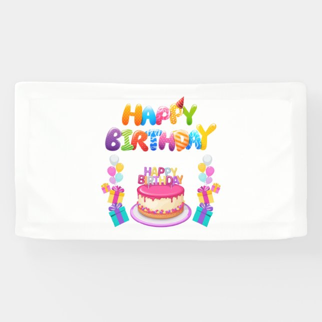 Bannière en vinyle 1,6x3 Joyeux Anniversaire Confe (Horizontal)